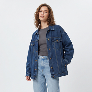 Baggy Denim Vintage Washed Women Jean Jacket 100% Cotton Winter Plain Denim Jackets Women Jeans Coat Ladies - Product Image 1