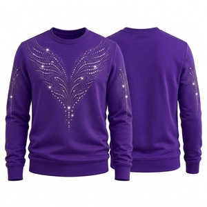 Sweat-shirts tricotés pour hommes, hiver, couleur unie, avec strass – Qualité supérieure, style décontracté streetwear, avec poches, écologiques, respirants, séchage rapide - Product Image 1