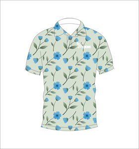 Polo Azul Floral Personalizado, Transpirable y Ligero, Ropa Deportiva para Golf, Manga Corta, Sublimación, Prenda Botánica - Product Image 3
