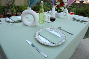 High Quality Handmade Modern Linen <b>Square</b> Customizable Eco-Friendly Washable Durable Solid Pattern Soft Textured <b>Tablecloth</b> - Product Image 2