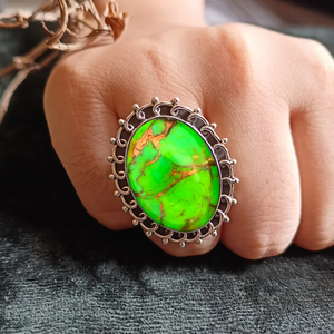 Natural Green <b>Turquoise</b> <b>Ring</b> Solid 925 Silver Artisan Handmade <b>Ring</b> - Product Image 3