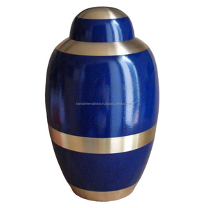 Urnas de cremación para adultos de latón de cúpula superior con diseño rojo amarillo y urnas funerarias de metal con acabado de color gris para cenizas humanas - Product Image 3