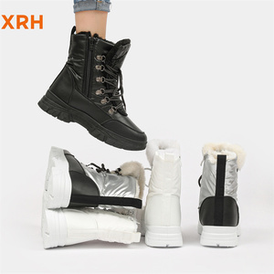 Nouveautés Imperméable Fermeture Éclair Antidérapant Réglable Serrure Dentelle Pu Haute Fourrure Doublé Chaud Femmes Automne Hiver Midi Bottes <span class=keywords><strong>De</strong></span> Neige - Product Image 3
