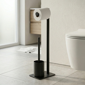 Soporte de papel higiénico de diseño cuadrado moderno con suministro al por mayor de cepillo - Product Image 1