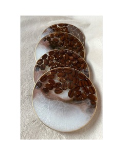 Epoxy Resin <b>Coaster</b> With Gold Flakes Luxury Handmade <b>Drink</b> <b>Coasters</b> For Wedding Gift Housewarming And Restaurant Decoration - Product Image 4