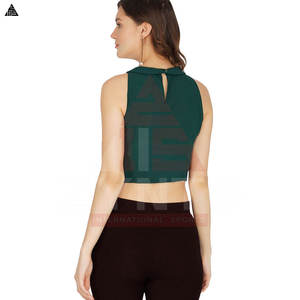 Camiseta Corta Holgada de Color Verde de Moda para Mujer, con Cuello Redondo, Camiseta Corta para Mujer, Tops Cortos para Mujer - Product Image 2