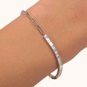 กำไลข้อมือเพชรทรงบาแก็ตต์ E-VVS น้ำหนักรวม 1.40 กะรัต ทองคำแท้ 10K 14K 18K เพชรเลี้ยงในห้องปฏิบัติการ สร้อยข้อมือแบบเทนนิส ของขวัญวันเกิดสำหรับเธอ - Product Image 5