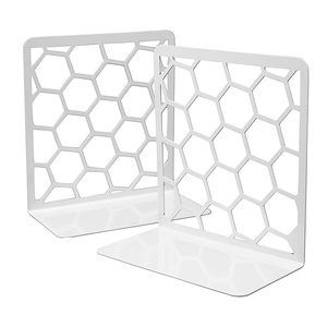 Modern Metal Non Slip Bookends for Bookshelves Heavy Duty Decorative Book Holder Stands for Home Office Study <b>Table</b> - Product Image 5