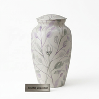 Urne funéraire élégante en aluminium, motif floral délicat, artisanale et durable, pour cendres commémoratives, design personnalisé, urne décorative pour funérailles