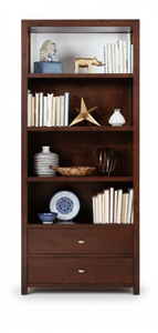 Librero Moderno de Madera de Pino de Nueva Zelanda con Cajones y 6 Estantes, Acabado Marrón Oscuro, para Hogar, Oficina, Dormitorio, Escuela y Sala de Estar - Product Image 6