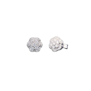 Flower Cluster Halo 925 Silver Vermeil Pave Diamond Stud Earrings IGI Certified Lab Grown 0.90ct Brilliant Cut <b>Wedding</b> Gift - Product Image 1