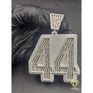 Pendentif Moissanite Diamant Iced Out Numéro 44 Chaîne Hip Hop Bijoux de Luxe Bling Cadeau - Product Image 4