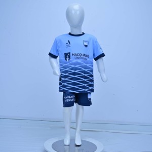 Sydney FC Kids Soccer Uniform Short Sleeve Crew Neck Moisture Wicking Polyester <b>Athletic</b> Fit All Seasons Print Sublimation Sets - Product Image 1