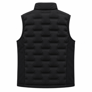 Gilet matelassé noir léger sans manches pour homme, col montant, fermeture éclair sur le devant, broderie, pour sports de plein air - Product Image 3