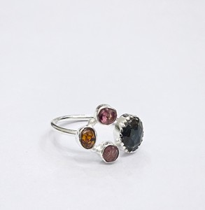 Natural Tourmaline Multi Stone <b>Ring</b> 925 <b>Sterling</b> <b>Silver</b> <b>Adjustable</b> Handmade Artisan Jewelry for Women Wholesale - Product Image 2