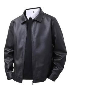 Veste en cuir pour homme printemps 2025 avec logo personnalisé, revers fins, coupe ajustée, coupe-vent et confortable, toile tendance, nouveauté - Product Image 2