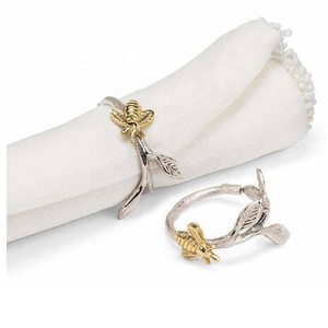 Anillos de Servilleta de Metal con Diseño de Abeja en Rama, Hechos a Mano, de Alta Calidad, para Decoración de Mesa de Comedor en Bodas y Navidad - Product Image 1