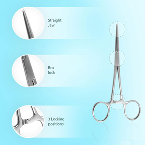 Pinzas Hemostáticas, Instrumento Quirúrgico de Acero Inoxidable, Reutilizables, con Bloqueo, Grado Médico, Fabricante OEM ODM - Product Image 4