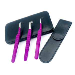 Pinces à cils RMI avec pointe argentée, embouts en fibre de couleur violette, pinces à cils avec logo personnalisé pour extensions de cils - Product Image 3