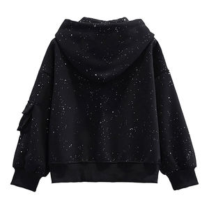 Sudadera con Capucha para Hombre con Acabado Hidrofóbico y Pedrería, Mezcla de Algodón y Poliéster, Repelente a la Humedad, con Cordón Ajustable y Adornos de Cristal - Product Image 4