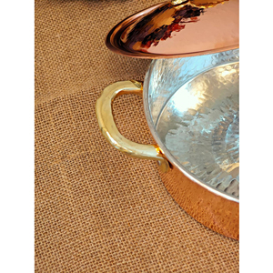 Meilleure Marmite à Soupe en Cuivre Pur à Design Martelé avec Couvercle, Poignées Doubles Dorées Vintage, Poignée en Laiton pour Gaz et Induction, Usage Domestique - Product Image 5