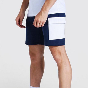 Ensemble t-shirt blanc et short bleu marine pour homme, vêtements décontractés d'été, coton tricoté respirant, col rond, couleur unie, 200g - Product Image 4