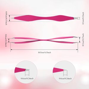 Ensemble de pinces à sourcils courbées en acier inoxydable sans soudure, étui en PU, pointes inclinées, pinces de précision durables pour une épilation classique - Product Image 2