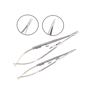 Portaagujas Profesional Castroviejo TC 18cm Recto Curvo de Carburo de Tungsteno y Acero Inoxidable, Juego de Microinstrumentos Manuales - Product Image 1