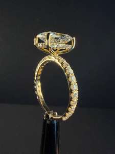 แหวนหมั้นเพชรทรงรัศมี 3 กะรัต ฝังแบบซ่อน 14K ทองคำขาว เพชรเพาะเลี้ยงในห้องปฏิบัติการ แหวนเจ้าสาว - Product Image 5