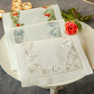 Serviettes de cocktail en lin Jasmine Charm – Serviettes de boisson réutilisables 100 % lin naturel, design élégant inspiré des arômes floraux - Product Image 5