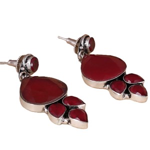 Pendientes Colgantes de Latón Oxidado con Baño de Plata Antigua y Ónix en Forma de Lágrima con Engaste de Corazón, Estilo Bohemio Étnico, para Boda, de Gran Impacto para Mujer - Product Image 3