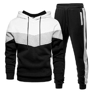 Ensemble de survêtement personnalisé pour hommes, sweat à capuche et pantalon de jogging patchwork colorblock, vêtements de sport décontractés pour la gym et le streetwear - Product Image 1