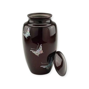 Urna Funeraria Moderna en Gris Degradado con Banda de Llave Griega, Acabado Liso, Estilo Conmemorativo Contemporáneo - Product Image 6