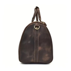 Bolsa de Viaje de Fin de Semana de Cuero Genuino Vintage, Cierre de Cremallera, Gran Capacidad 36-55L, Impermeable, Asa Suave, Unisex - Product Image 6