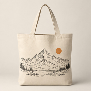 Bolsa de Mano de Lona de Algodón con Estampado de Montaña, Ecológica, de Gran Capacidad, Bolso de Hombro para Mujer, Reutilizable, con Cierre, para Compras al Aire Libre - Product Image 4