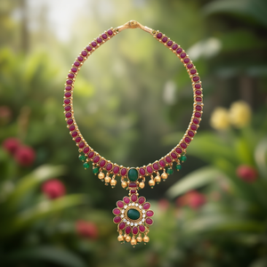 Matte Gold Atigai <b>Necklace</b> with Kemp Embellishment for Casual Style - Product Image 3