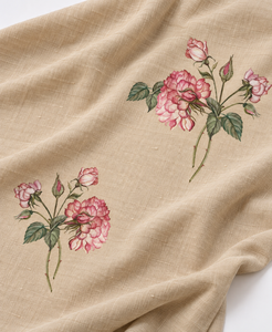 Tissu en lin et coton imprimé floral vert menthe, textile floral pour robe, vêtements de détente, tissu tissé doux - Product Image 5
