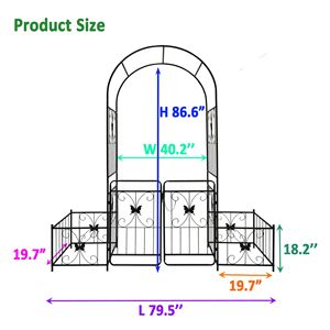 Arco da Giardino in Metallo 79,5 L x 86,6 H con Cancello, Supporto per Piante Rampicanti da Esterno, Traliccio per Rose, Prodotto di Qualità per Recinzioni e Cancelli - Product Image 5