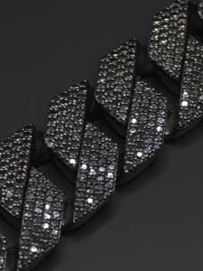 Pulsera de eslabones cubanos de 16 mm con diamantes negros cultivados en laboratorio, collar de plata de ley 925 con incrustaciones, joyería de lujo para hombre, estilo hip hop, venta al por mayor - Product Image 2
