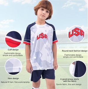 Camiseta de Fútbol de EE. UU. para Niños, Manga Corta, Cuello Redondo, Sublimada, 100% Poliéster, Absorbe la Humedad, Corte Regular, Ropa Deportiva Infantil - Product Image 5