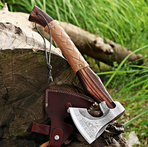 Hacha Vikinga Hecha a Mano con Hoja de Acero Forjado y Mango de Madera, Estilo Cabeza de Tomahawk, Personalizable ODM/OEM, Hacha para Acampar al Aire Libre - Product Image 5
