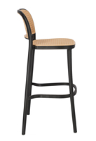 Tabouret de bar moderne en teck massif fait main avec assise en rotin tressé, résistant à l'eau, durable, écologique, pour l'extérieur, la maison, le bar, le salon