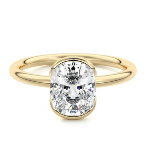 IGI Certified <b>Cushion</b> Cut Lab Grown Diamond Half Bezel Solitaire Engagement <b>Ring</b> 10K 14K 18K Gold 925 935 Silver Fine Jewelry - Product Image 2