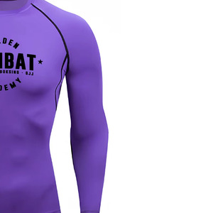 T-shirt de compression personnalisé à manches longues pour homme, col rond, coupe ajustée, séchage rapide, écologique, respirant, en polyester tricoté sportif - Product Image 6