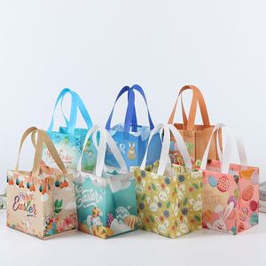 Cute Pink Non Woven Gift <b>Bags</b> with Ribbon Handles Striped Checkered Bow Patterns Reusable Shopping Tote <b>Medium</b> <b>Size</b> - Product Image 6