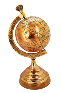 Globo Terráqueo Decorativo de Latón Vintage con Acabado Dorado, Adorno de Escritorio Clásico para Estudio, Oficina, Hogar, Decoración de Viajes - Product Image 5