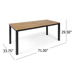Acacia Wood Aluminum Contemporary Rectangle <b>Grey</b> <b>Dining</b> <b>Set</b> 7-Piece Patio Furniture Wholesale - Product Image 4
