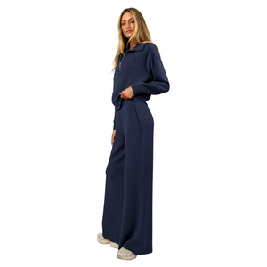 <b>Women</b> Acid Wash Autumn Hoodie Tracksuit Solid Color Long Sleeve <b>Quarter</b> <b>Zip</b> Sweatshirt Jogger Pants Casual Fleece Pullover Set - Product Image 6