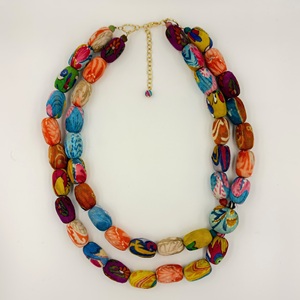 Barode African Jewelry Sets <b>Choker</b> Necklace Earrings Tribal Eco Friendly Fabric Bead Rope Statement Costume Accessories - Product Image 4
