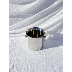 Modern Shiny Polish Antique Gold Finish Round Simple Design Metal <b>Ice</b> Bucket with Deer Handles Glam Beverage <b>Cooler</b> Supply - Product Image 5